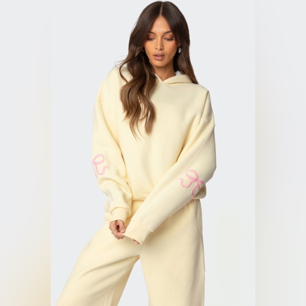 Edikted Bonney Bow Detail Hoodie in Yellow